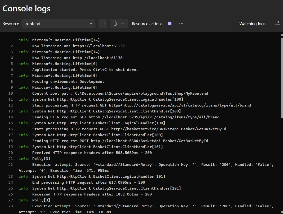Recording of toggling line wrapping on console logs page.