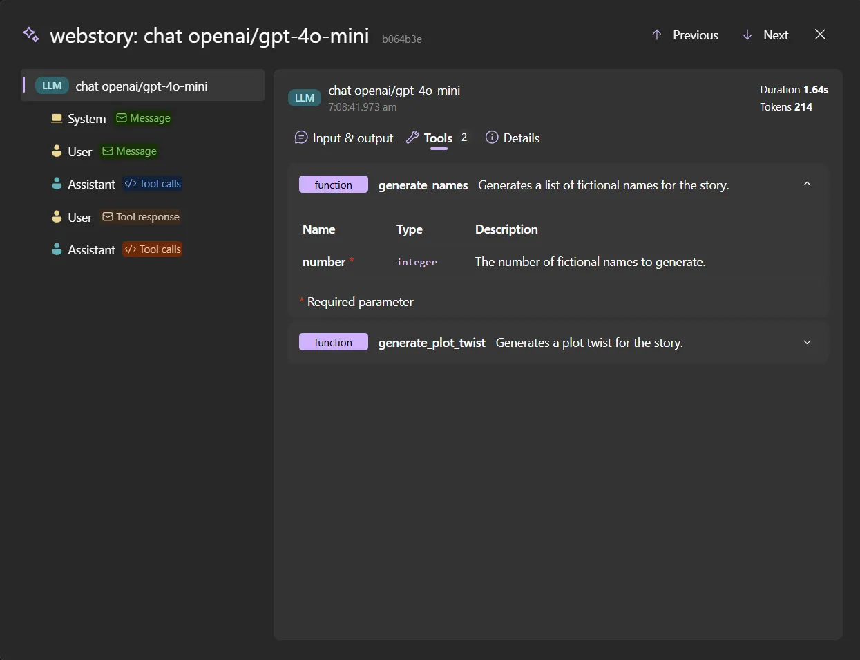 GenAI visualizer tool definitions